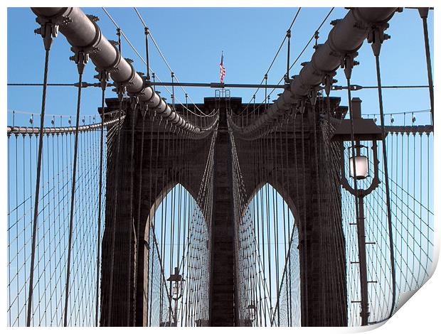 Brooklyn Bridge - held together by steel Print by Jutta Klassen