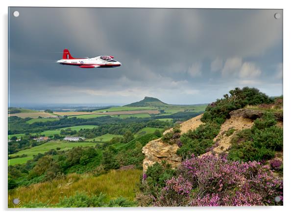 Jet Provost over the Cleveland Hills Acrylic by Gary Eason