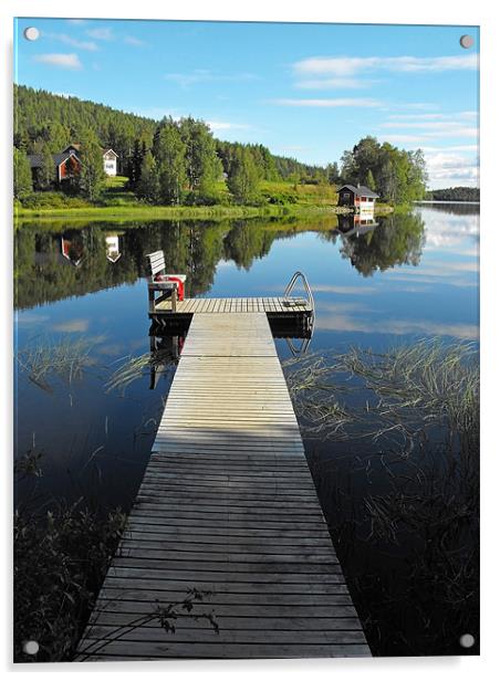 Finnish lake in the late afternoon Acrylic by Jutta Klassen