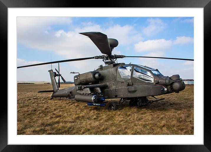 AH64 Apache on grass Framed Mounted Print by Oxon Images