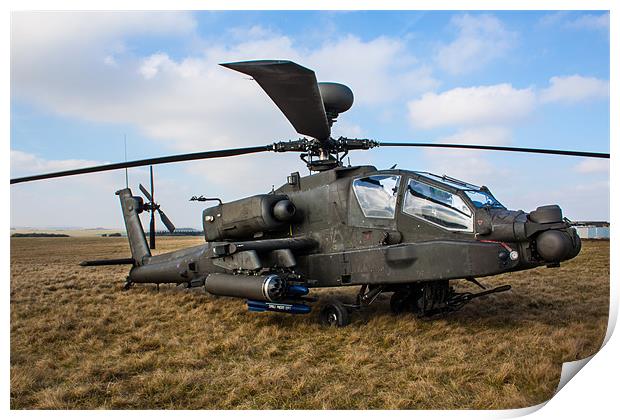 AH64 Apache on grass Print by Oxon Images