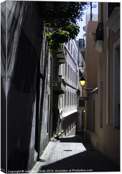 Narrow Spaces in Old San Juan Canvas Print by Judy Hall-Folde