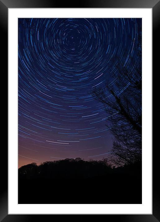 Star trails over Knypersley Pool, the unseen beaut Framed Mounted Print by