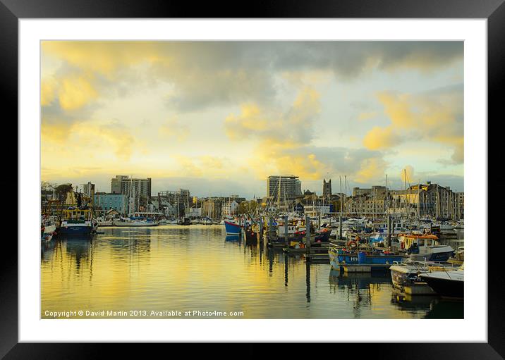 A Picturesque Fishing Village by the Sea Framed Mounted Print by David Martin