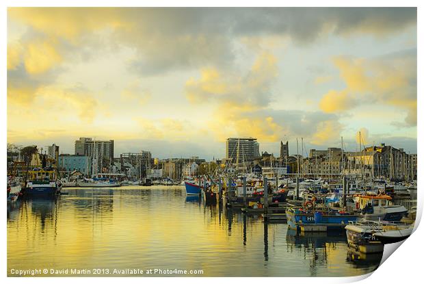 A Picturesque Fishing Village by the Sea Print by David Martin