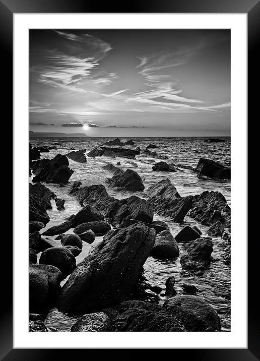 Mupe Rocks at Sunrise Black & White Framed Mounted Print by Sharpimage NET