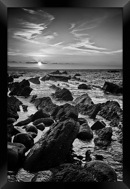 Mupe Rocks at Sunrise Black & White Framed Print by Sharpimage NET