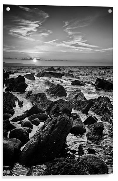 Mupe Rocks at Sunrise Black & White Acrylic by Sharpimage NET