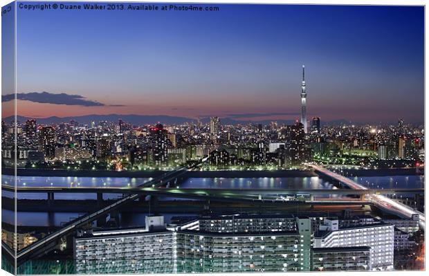 Skytree Dominates Tokyo Skyline Canvas Print by Duane Walker
