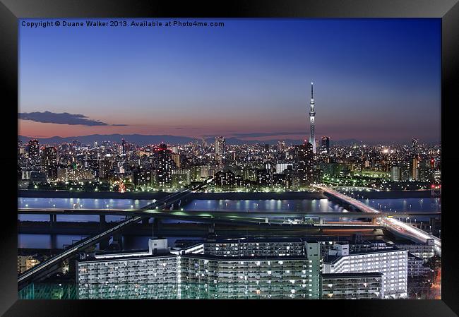 Skytree Dominates Tokyo Skyline Framed Print by Duane Walker