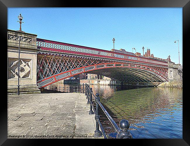 Iron Bridge over the Leeds-Liverpool Canal. Framed Print by Lilian Marshall