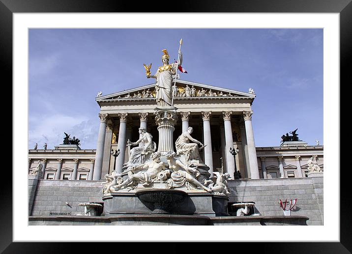 Austrian Parliament Building, Vienna Framed Mounted Print by Linda More