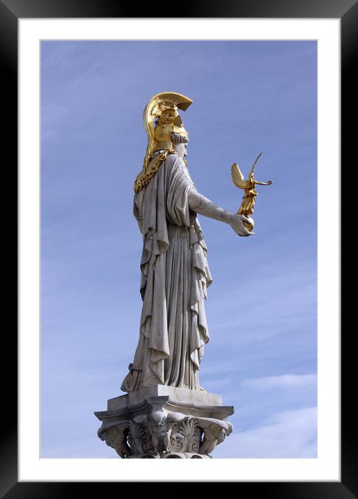 Athena statue, Austrian Parliament Building Framed Mounted Print by Linda More
