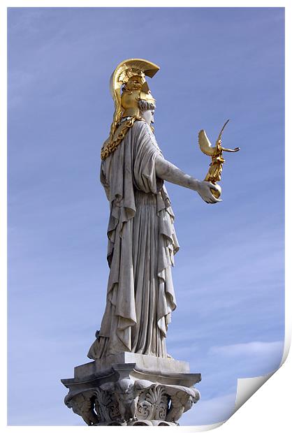 Athena statue, Austrian Parliament Building Print by Linda More