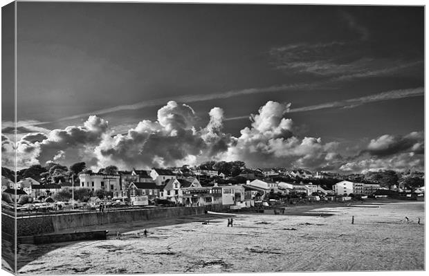 Saundersfoot Town Mono Canvas Print by Steve Purnell