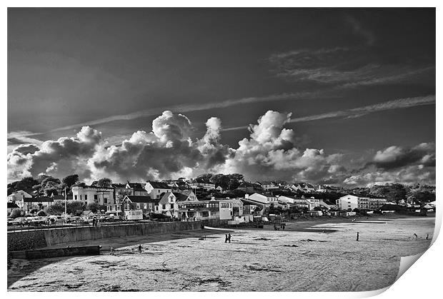 Saundersfoot Town Mono Print by Steve Purnell