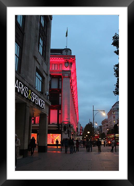 London, England, UK Shops lit up.ag dusk.k Framed Mounted Print by HELEN PARKER