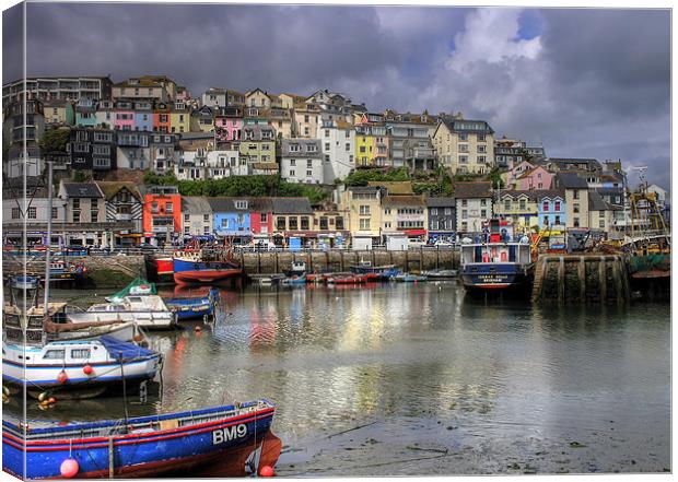 Brixham Harbour Canvas Print by mike lester