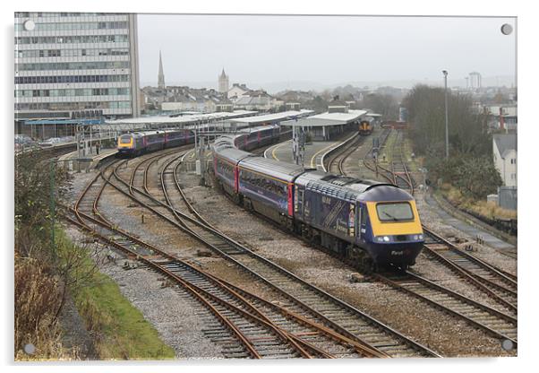 Diamond Jubilee HST 43186 departing Plymouth Acrylic by Dan Mcarron