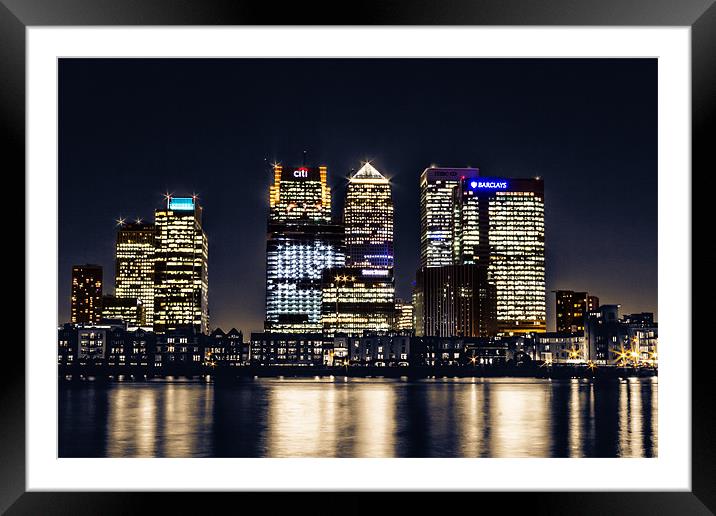 London Skyline at night Framed Mounted Print by Ian Hufton