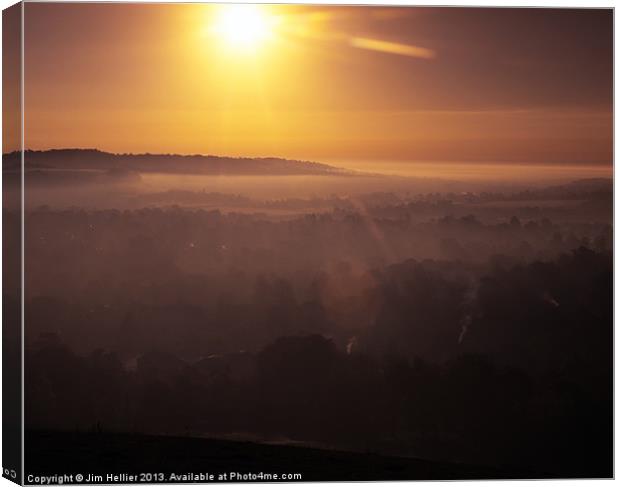 Golden Hour Thames Valley Canvas Print by Jim Hellier