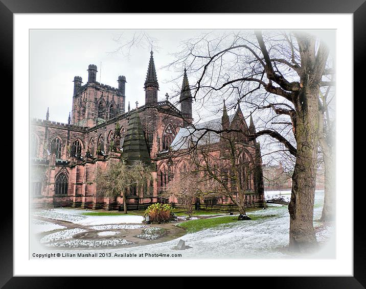 Chester Cathedral. Framed Mounted Print by Lilian Marshall