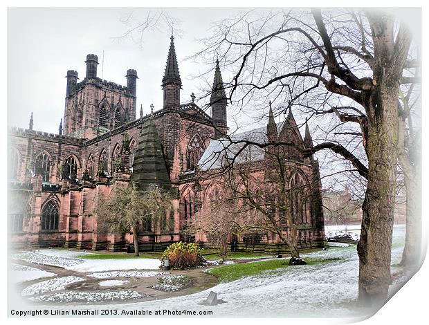 Chester Cathedral. Print by Lilian Marshall