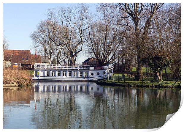 College Barge on the Thames at Sandford Print by mike lester