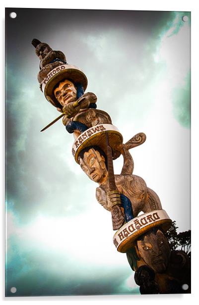 Maori Totem Pole Acrylic by Mark Llewellyn