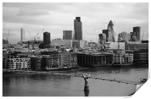 City of London skyline from from Bankside Print by Linda More