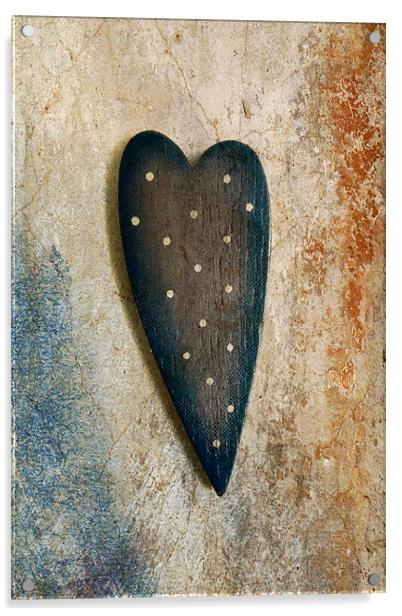 vintage love heart Acrylic by Heather Newton