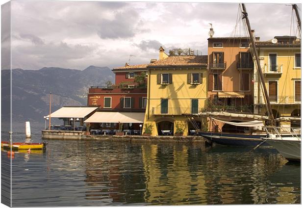 Malcesine Harbour Canvas Print by mike lester