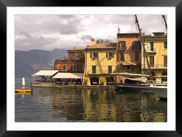 Malcesine Harbour Framed Mounted Print by mike lester
