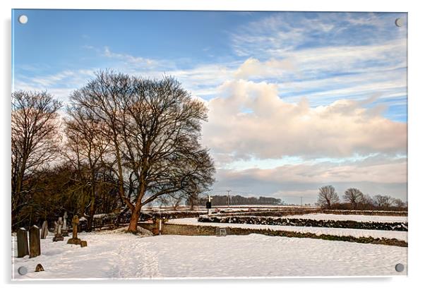 Rudston A Snowy Scene Acrylic by David Hollingworth