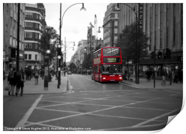 London Red Bus Route 6 Print by Steve Hughes