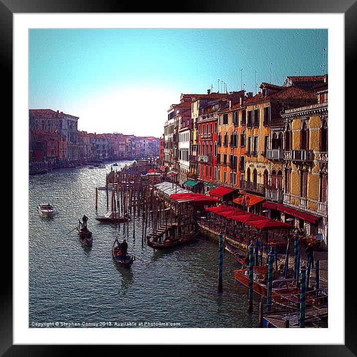 Gondolas on the Grand Canal Framed Mounted Print by Stephen Conroy