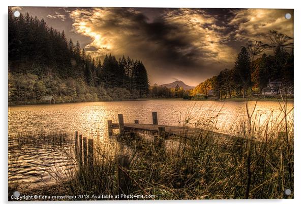 Loch Ard sunset Acrylic by Fiona Messenger