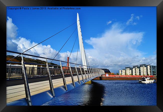 Sail Bridge, Swansea Framed Print by Paula J James