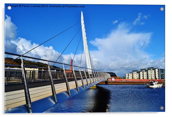 Sail Bridge, Swansea Acrylic by Paula J James