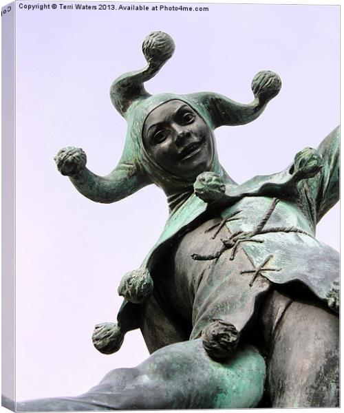 Stratfords Jester Statue Canvas Print by Terri Waters