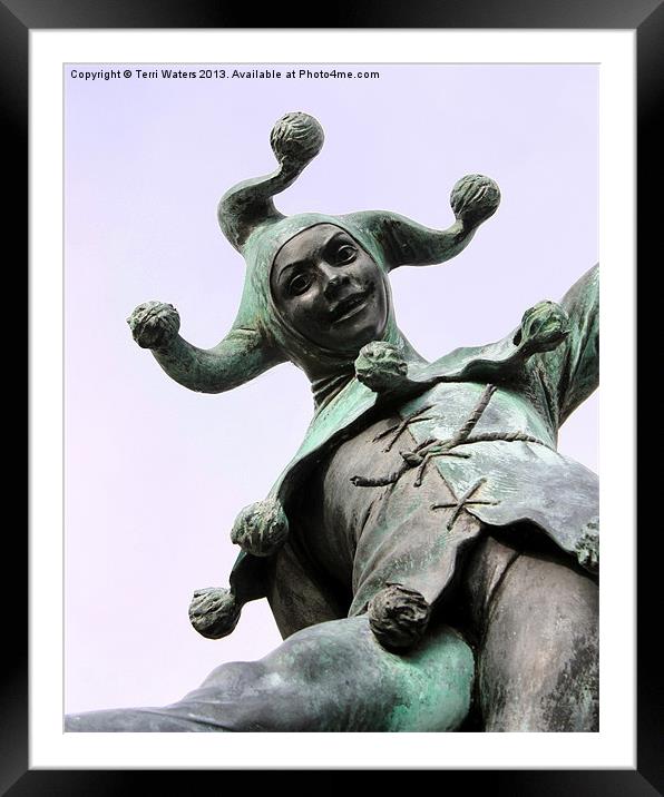 Stratfords Jester Statue Framed Mounted Print by Terri Waters