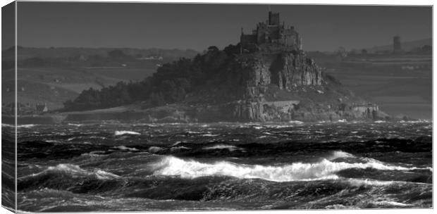 Rough sea in Mounts Bay Canvas Print by Karl Butler