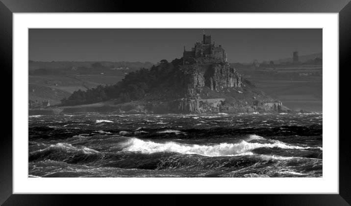 Rough sea in Mounts Bay Framed Mounted Print by Karl Butler