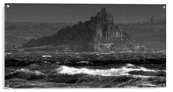 Rough sea in Mounts Bay Acrylic by Karl Butler