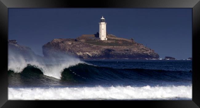 Rough Sea at Godrevy Framed Print by Karl Butler