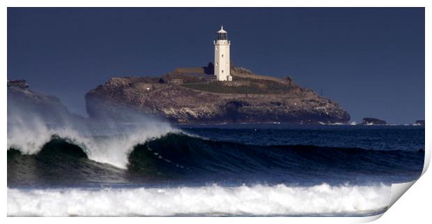 Rough Sea at Godrevy Print by Karl Butler