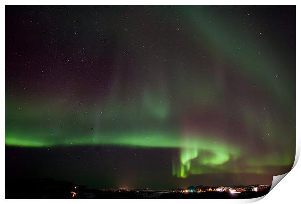Northern lights over Laukvik Print by Thomas Schaeffer