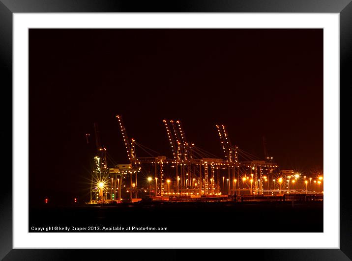 Southampton Docks At Night Framed Mounted Print by kelly Draper