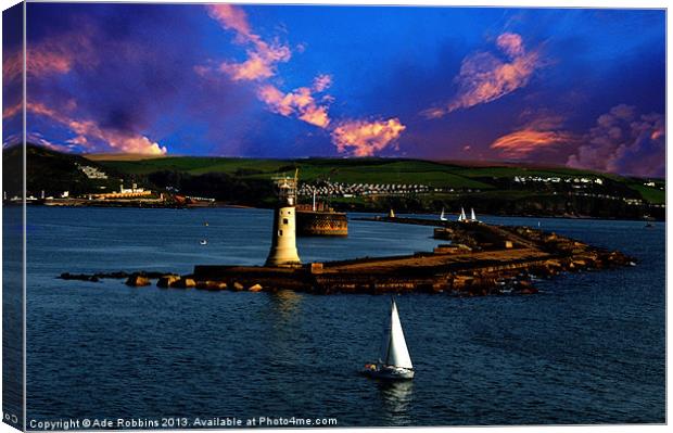 Leaving Plymouth Sound Canvas Print by Ade Robbins