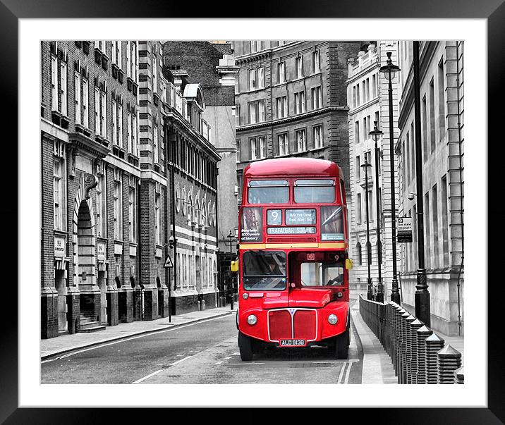 Red London Bus Framed Mounted Print by HELEN PARKER